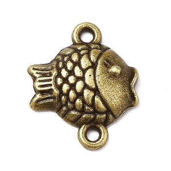 Tibetan Style Alloy Connector Charms, Fish Links, Antique Bronze, 18x15x3.5mm, Hole: 1.4mm, about: 909pcs/1000g
