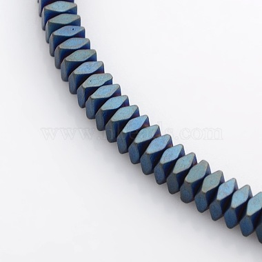 Frosted Square Electroplate Non-magnetic Synthetic Hematite Beads Strands(G-P046-08)-3