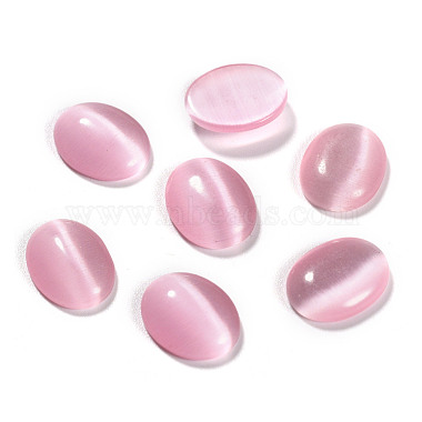 40mm Pink Oval Glass Cabochons