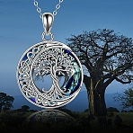 Alloy Pendant Moon & Tree of Life Necklace for Women, Platinum, 19.69 inch(50cm)(PW-WGA8665-01)