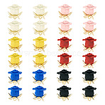 24Pcs 6 Colors Spray Painted Alloy Charms, Rose, Mixed Color, 12x12x6mm, Hole: 0.9mm, 4pcs/color(FIND-TA0003-29)
