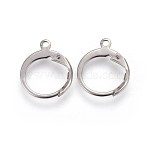 Tarnish Resistant 304 Stainless Steel Leverback Earring Findings, with Loop, Stainless Steel Color, 14.5x12.5x2mm, Hole: 1.2mm(STAS-I100-19P)