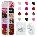 DIY Natural & Synthetic Gemstone Round Beads Stretch Bracelets Making Kits, 4mm, Hole: 0.8mm(DIY-YW0011-51)
