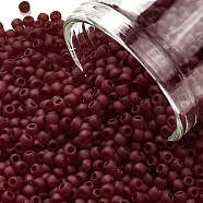 TOHO Round Seed Beads, Japanese Seed Beads, (5DF) Garnet Transparent Matte, 11/0, 2.2mm, Hole: 0.8mm, about 5555pcs/50g(SEED-XTR11-0005DF)