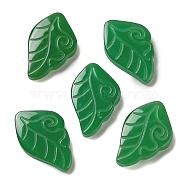 Dyed Natural Malaysia Jade Caraved Cabochons, Leaf, Green, 21x13.5x3.5mm(G-Q192-01A)