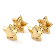 Rack Plating Brass Micro Pave Cubic Zirconia Star Cuff Earrings, Non Piercing Earrings, Cadmium Free & Lead Free, Real 18K Gold Plated, 14x18x13mm(EJEW-E290-05G)