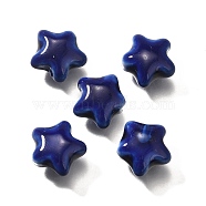 Handmade Porcelain Beads, Star, Dark Blue, 13.5x15x7.5mm, Hole: 2mm(PORC-H013-05-21)