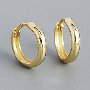 Plain 925 Sterling Hoop Earrings, Ring, Golden, 3mm, Inner Diameter: 8mm(MU8410-07)