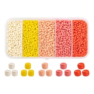 1900Pcs 5 Colors Baking Paint Glass Seed Beads, 8/0, Orange, 3~3.5mm, Hole: 1~1.2mm, 18g, about 380pcs/color(SEED-YW0001-76B)