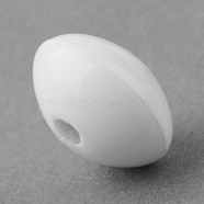 Handmade Porcelain Beads, Bright Glazed Porcelain, Rondelle, White, 15x10mm, Hole: 4mm(X-PORC-Q173-15x10mm-26)