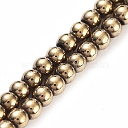 Synthetic Magnetic Hematite Beads Strands, Round, Light Gold Plated, 3~3.5mm, Hole: 1mm, about 135pcs/strand, 16.14''(41cm)(G-P545-K01-01F)