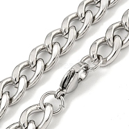 Non-Tarnish 201 Stainless Steel Cuban Link Chain Necklaces for Women and Men, Stainless Steel Color, 27.95 inch(71cm)(NJEW-F322-03P-05)