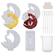 DIY Crescent Castle Silicone Molds Kits, for UV Resin, Epoxy Resin, Desktop Decorations Making, with Latex Finger Cots, Plastic Measuring Cup & Pipettes, White, 110x126x25.5mm(DIY-OC0003-15)