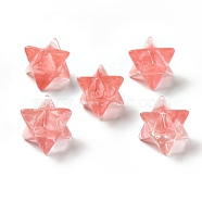Cherry Quartz Glass Beads, No Hole/Undrilled, Merkaba Star, 14.5~15x14.5~15x14.5~15mm(G-A206-01A-04)