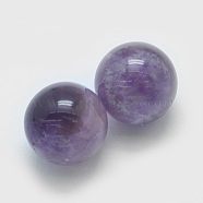 Natural Amethyst Half Drilled Beads, Round, 10mm, Hole: 1mm(G-G760-H01)