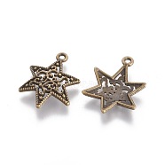 Tibetan Style Alloy Pendants, for Jewish, Star of David, Antique Bronze, Lead Free and Cadmium Free and Nickel Free, 23x18x3mm, Hole: 1.5mm(MLF10571Y-NF)