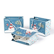 Christmas Themed Paper Bags, Rectangle with Snowman Pattern, for Jewelry Storage, Light Blue, 24.5x19.5x0.45cm(CARB-P006-03A-02)