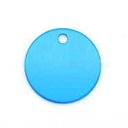 Colored Aluminum Pendants, Laser Cut, Double Sided Dog Pet Name Phone Number ID Tag Charm, Flat Round, Dodger Blue, 30x1mm, Hole: 3.5mm(ALUM-S018-JA633-6)