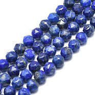Natural Lapis Lazuli Beads Strands, Faceted, Round, 8mm, Hole: 1.2mm, about 46~48pcs/strand, 15.59 inch(39.6cm)(G-F715-006)