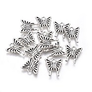 Tibetan Style Alloy Butterfly Charms, Cadmium Free & Lead Free, Antique Silver, 16x14x2mm, Hole: 2mm, about 1086pcs/1000g(TIBEP-17627-AS-RS)
