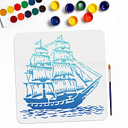 US 1Pc PET Hollow Out Drawing Painting Stencils, with 1Pc Art Paint Brushes, Sailboat, Stencils: 300x300mm(DIY-MA0002-40)