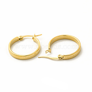 201 Stainless Steel Grooved Hoop Earrings with 304 Stainless Steel Pin for Women, Golden, 19x22x2mm, Pin: 0.6x1mm(EJEW-M214-14B-G)