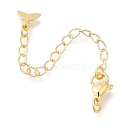 Brass Lobster Claw Clasps, with End Chains and Fishtail Charms, Real 18K Gold Plated, 68mm(KK-K388-60G)