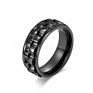 Gear Titanium Steel Rotating Finger Ring, Fidget Spinner Ring for Calming Worry Meditation, Black, US Size 12(21.4mm)(PW-WG94989-12)