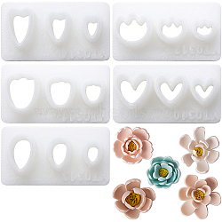 5Pcs 5 Styles Petal Resin Clay Cutters, Clay Molds, Ceramics Petal Modeling Tools, White, 23x12.5x12mm, Inner Diameter: 3.5~7x3~7.5mm, 1pc/style(DIY-CP0010-35)