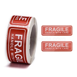Fragile Stickers Handle with Care Warning Packing Shipping Label, Red, 25.3x76mm, 150pcs/roll(X-DIY-E023-04)