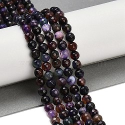 Natural Agate Beads Strands, Dyed & Heated, Round, Faceted, Indigo, 6mm, Hole: 1mm, about 61~62pcs/strand, 14.09''~14.29''(35.8~36.3cm)(G-C082-A01-23)