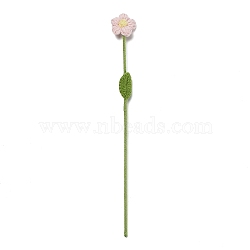 Handmade Crochet Polyester Flower Ornaments, with Iron Wire, Artificial Flower, for Wedding Home Decorations, Misty Rose, 315x35x8mm(AJEW-XCP0002-66)