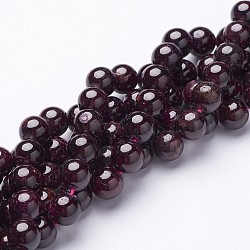 Gemstone Beads Strands, Red Garnet, Grade B, Round, Dark Red, about 9mm in diameter, hole: 0.8mm, about 46 pcs/strand, 16 inch(GSR9mmC087)