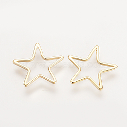 Brass Linking Rings, Nickel Free, Real 18K Gold Plated, Star, 13.5x14x1mm(KK-Q735-222G)