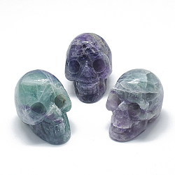 Natural Rainbow Fluorite Display Decorations, Skull, 36~41x28~33x43~50mm(G-S336-24A)