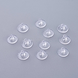 Plastic Ear Nuts, Bullet Clutch Earring Backs with Pad, for Stablizing Heavy Post Earrings, Clear, 6x10mm, Hole: 0.5mm(X-KY-F010-03)