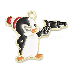 Light Gold Plated Alloy Enamel Pendants, Penguin Charm, Colorful, 21x25x1mm, Hole: 1.6mm(ENAM-L041-06D)