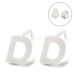 Hypoallergenic Bioceramics Zirconia Ceramic Stud Earrings, No Fading and Nickel Free, Alphabet, Letter D, 7x5.5mm(EJEW-F340-04D)