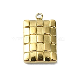 Ion Plating(IP) 304 Stainless Steel Pendants, Rectangle Charm, Real 18K Gold Plated, 17x10x3.5mm, Hole: 1.5mm(STAS-B058-04G-01)