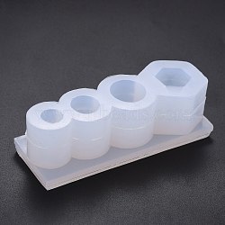 Lipstick Silicone Molds, Resin Casting Molds, For UV Resin, Epoxy Resin Making, White, 85x31x27.5mm, Inner Diameter: 9.5mm and 13mm, and 16.5mm, and 16x17mm(DIY-N003-02)