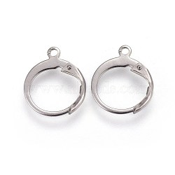 304 Stainless Steel Leverback Earring Findings, with Loop, Stainless Steel Color, 14.5x12.5x2mm, Hole: 1.2mm(STAS-I100-19P)