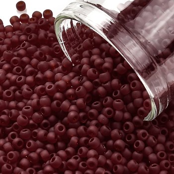TOHO Round Seed Beads, Japanese Seed Beads, (5DF) Garnet Transparent Matte, 11/0, 2.2mm, Hole: 0.8mm, about 5555pcs/50g