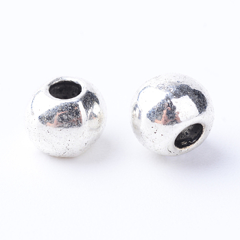 Tibetan Style Alloy Spacer Beads, Round, Cadmium Free & Lead Free, Antique Silver, 6x5mm, Hole: 2mm, about 1920pcs/1000g