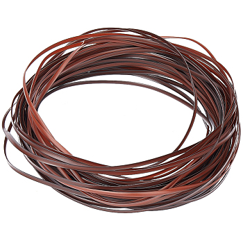 Plastic Imitation Cane Wire Cord, Flat, Coconut Brown, 5mm