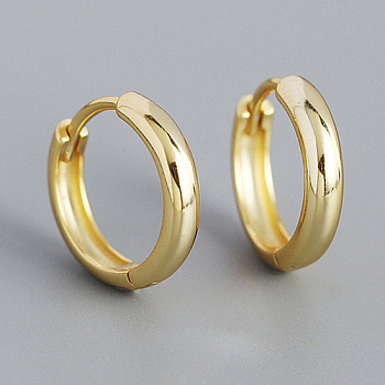Plain 925 Sterling Hoop Earrings, Ring, Golden, 3mm, Inner Diameter: 8mm