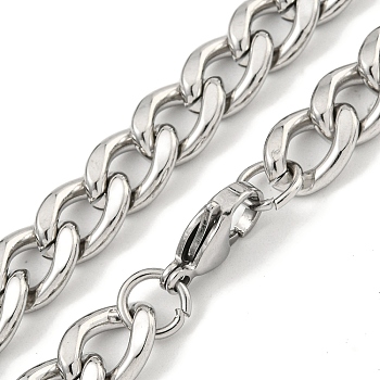 Non-Tarnish 201 Stainless Steel Cuban Link Chain Necklaces for Women and Men, Stainless Steel Color, 27.95 inch(71cm)