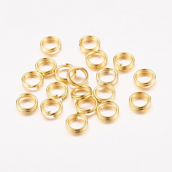 Iron Split Rings, Double Loops Jump Rings, Cadmium Free & Lead Free, Golden, 5x1.4mm, about 4.3mm inner diameter, about 13000pcs/1000g