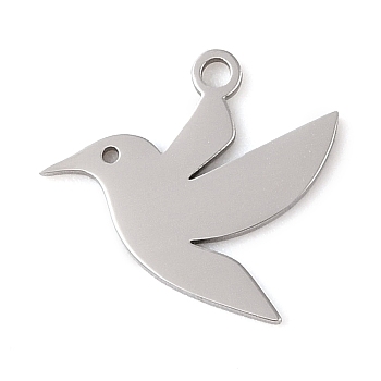 Non-Tarnish Manual Polishing 201 Stainless Steel Charms, Laser Cut, Bird Charm, Stainless Steel Color, 13.5x14.5x1mm, Hole: 1.5mm