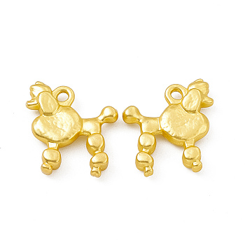 Rack Plating Alloy Pendants, Cadmium Free & Lead Free & Nickle Free, Poodle Dog Charms, Matte Gold Color, 15x14x3mm, Hole: 1.4mm