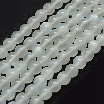 Natural White Moonstone Bead Strands, Round, 6mm, Hole: 1mm, about 66pcs/strand, 15.7 inch(40cm)
